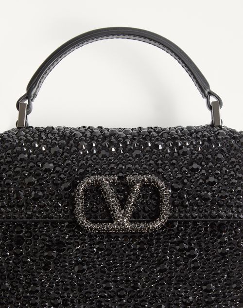 Valentino Garavani - Mini Vsling Handbag With Sparkling Embroidery - Jet - Woman - Top Handle Bags